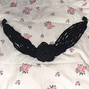Cute Black beaded rose VINTAGE CHOCKER NECKLACE